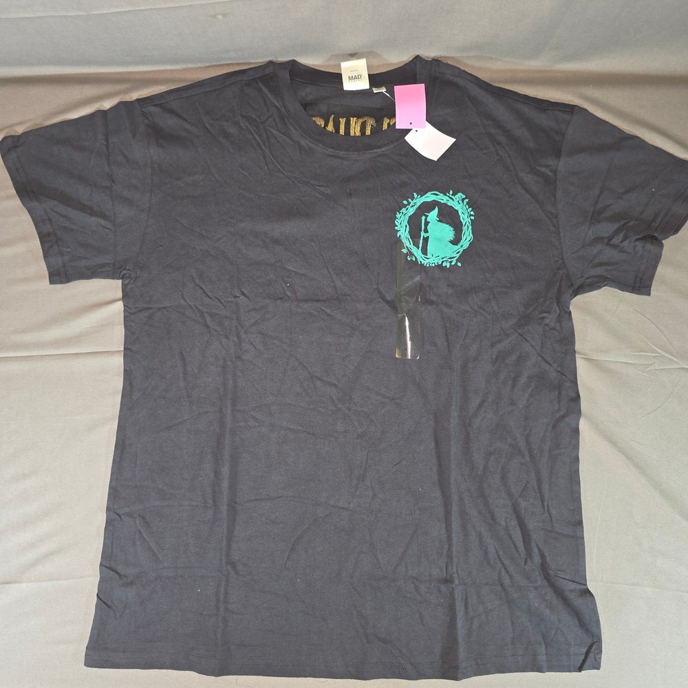 Mad Engine Wicked Elphaba Graphic T-Shirt Black Gold Embroidered I Feel Wicked M